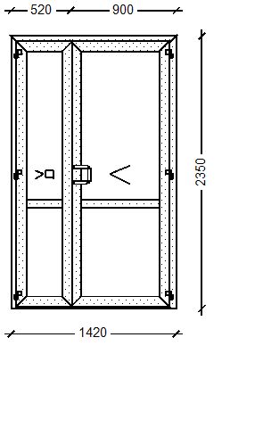 Alt C48:Дверь входная открывание наружу, Alt C48, Дверная фурнитура, 2350х1420, Серый 9006, Серый 90